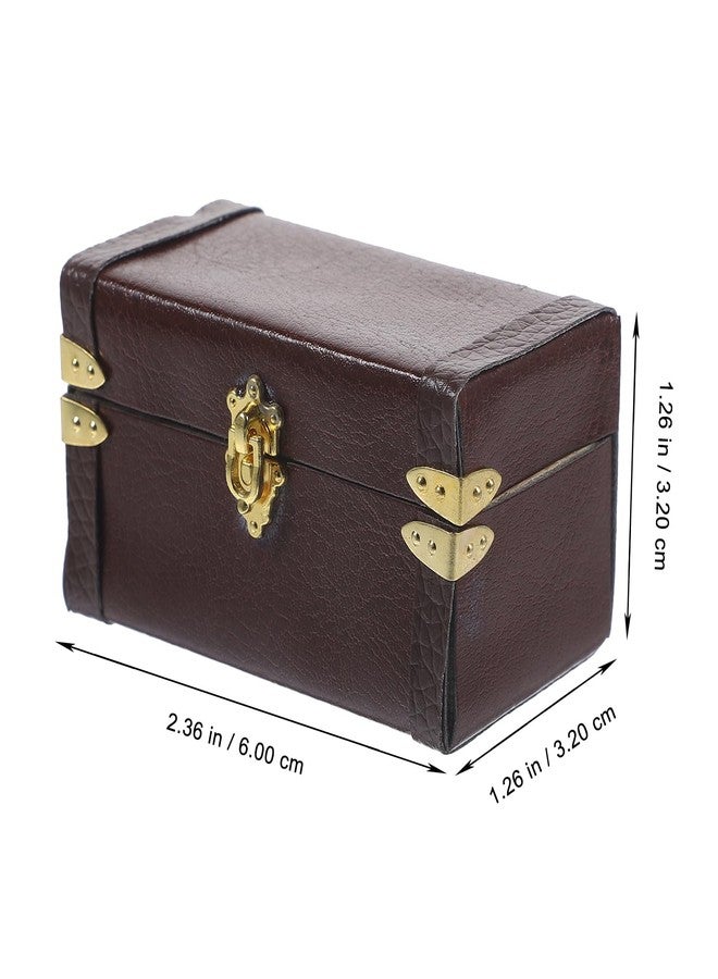 BRIGHTFUFU Vintage Dollhouse Miniature Suitcase Model Storage Case for Mini House Decor Elegant Wooden and Leather Travel Trunk Miniature Luggage for Dollhouses and Play Scenes - Image 4